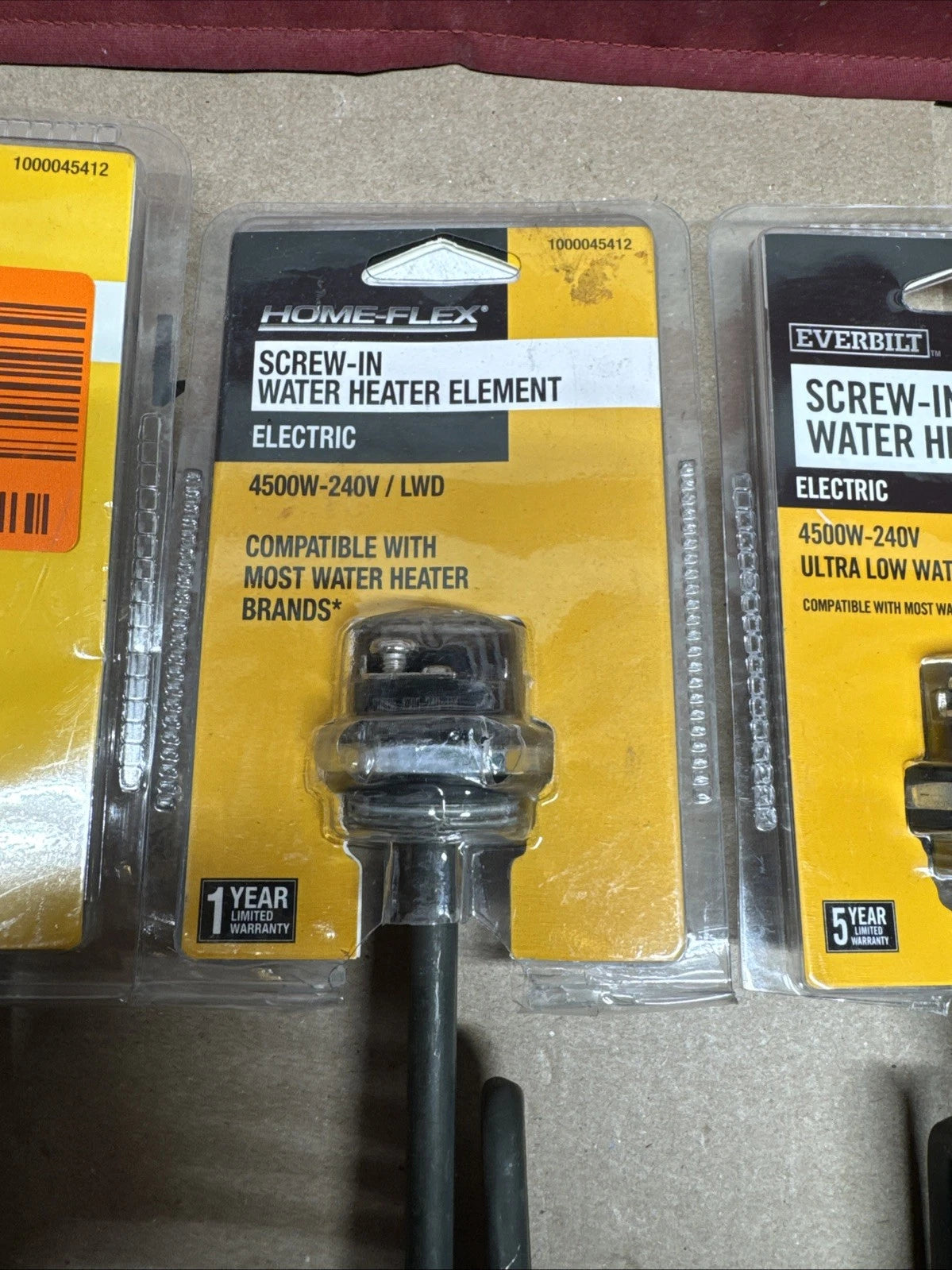 5pk Everbilt 4500W Fold-Back Screw-In Alloy Water Heater Element Stainless Steel
