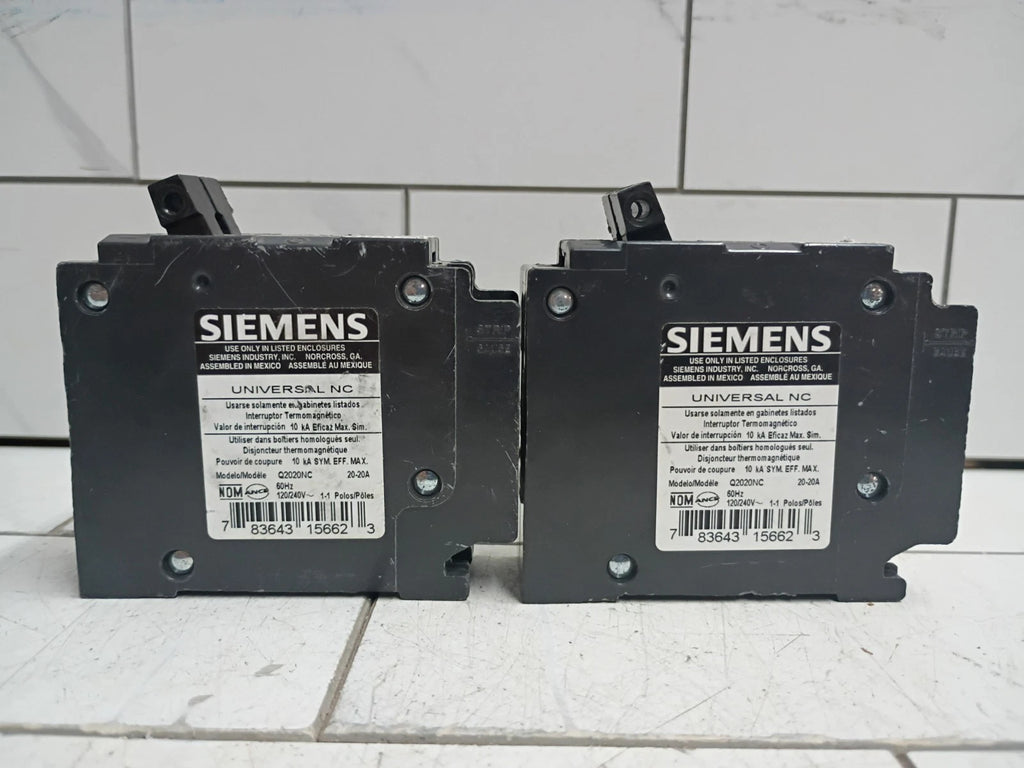 (2 Pack) Siemens Q2020NCU Type QT 20A 1-Pole 120/240V Tandem Breaker, OPEN BOX