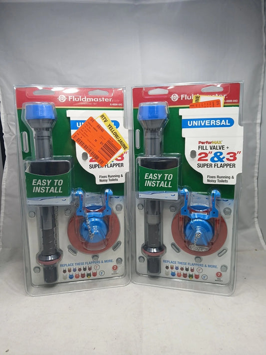 2-Pack Fluidmaster Fill Valve + 2” & 3” Super Flapper Kit K-400H-043