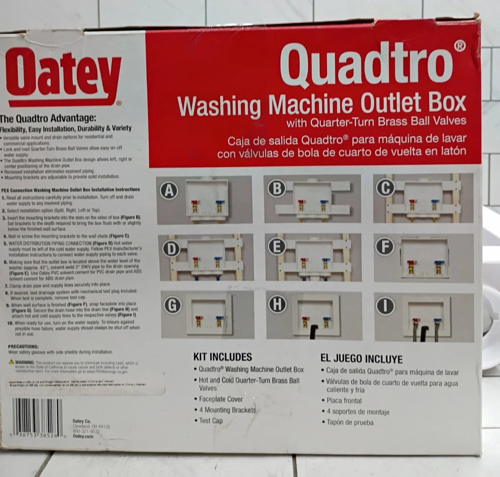 (2 Pack) Oatey Quadtro 38528 Washing Machine Outlet Box With PEX Crimp Valves OB
