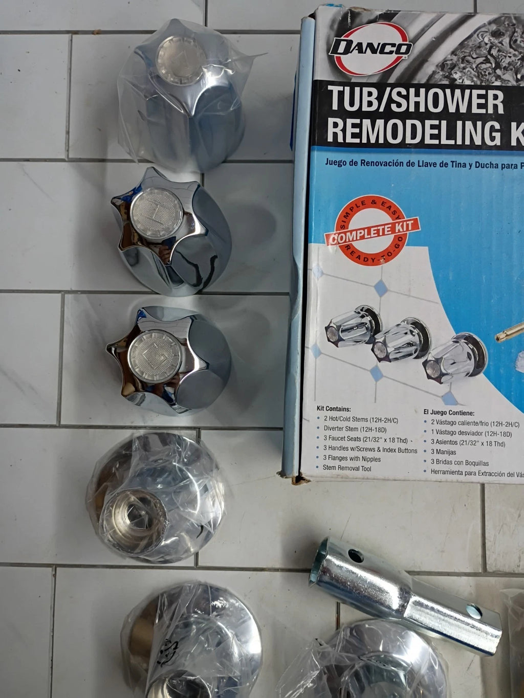 2pk Danco 39619 3-Handle Tub and Shower Wall Mount Trim Kit. Open Box