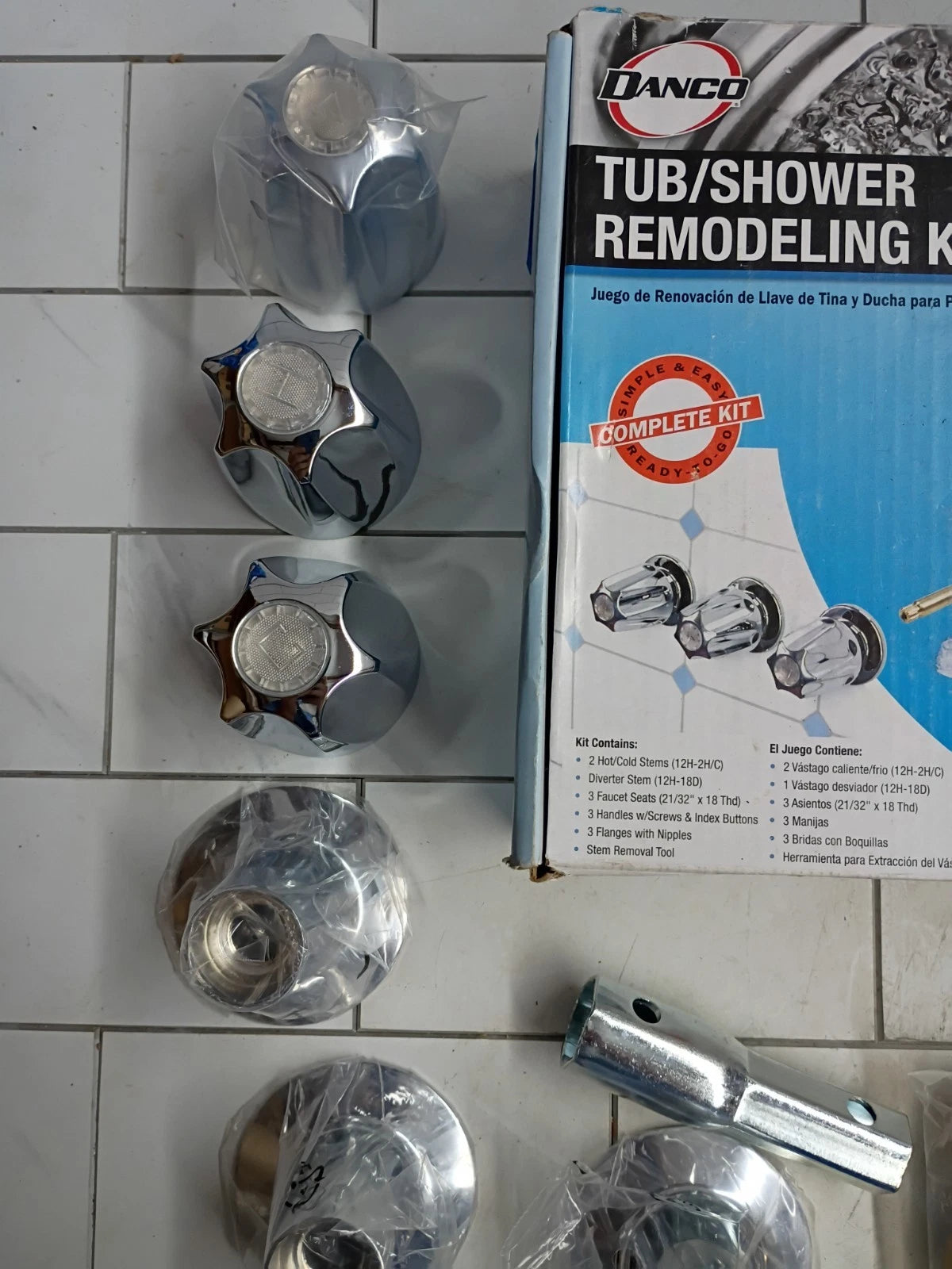 2pk Danco 39619 3-Handle Tub and Shower Wall Mount Trim Kit. Open Box