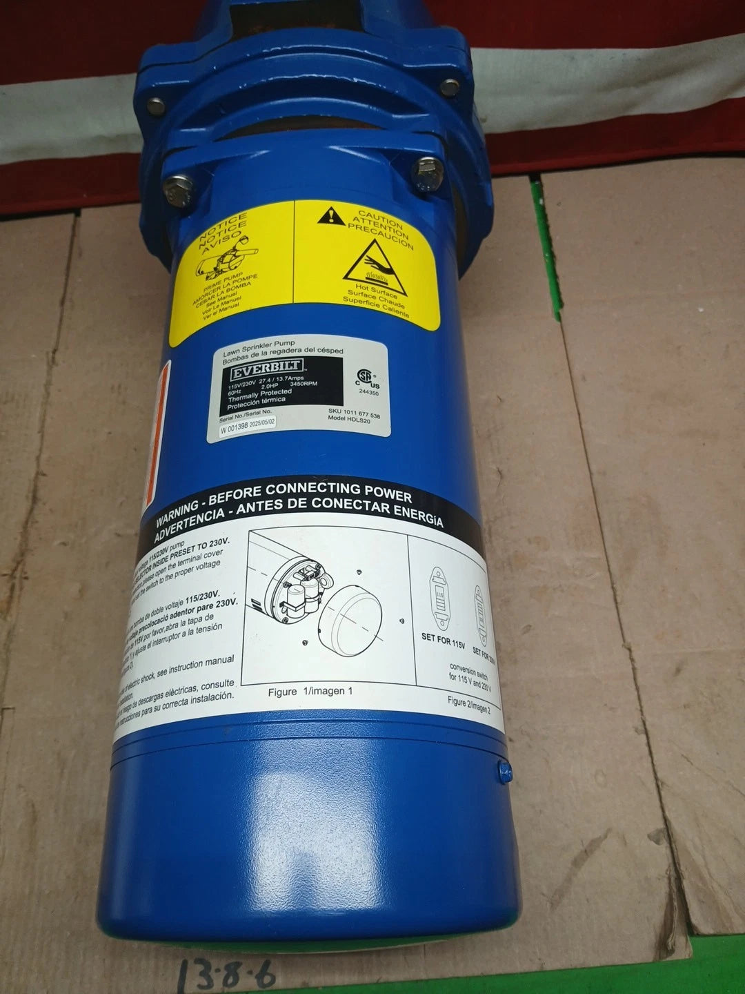 Everbilt 2HP Professional Irrigation Pump Iron 115/230 Dual Voltage FOR PARTS