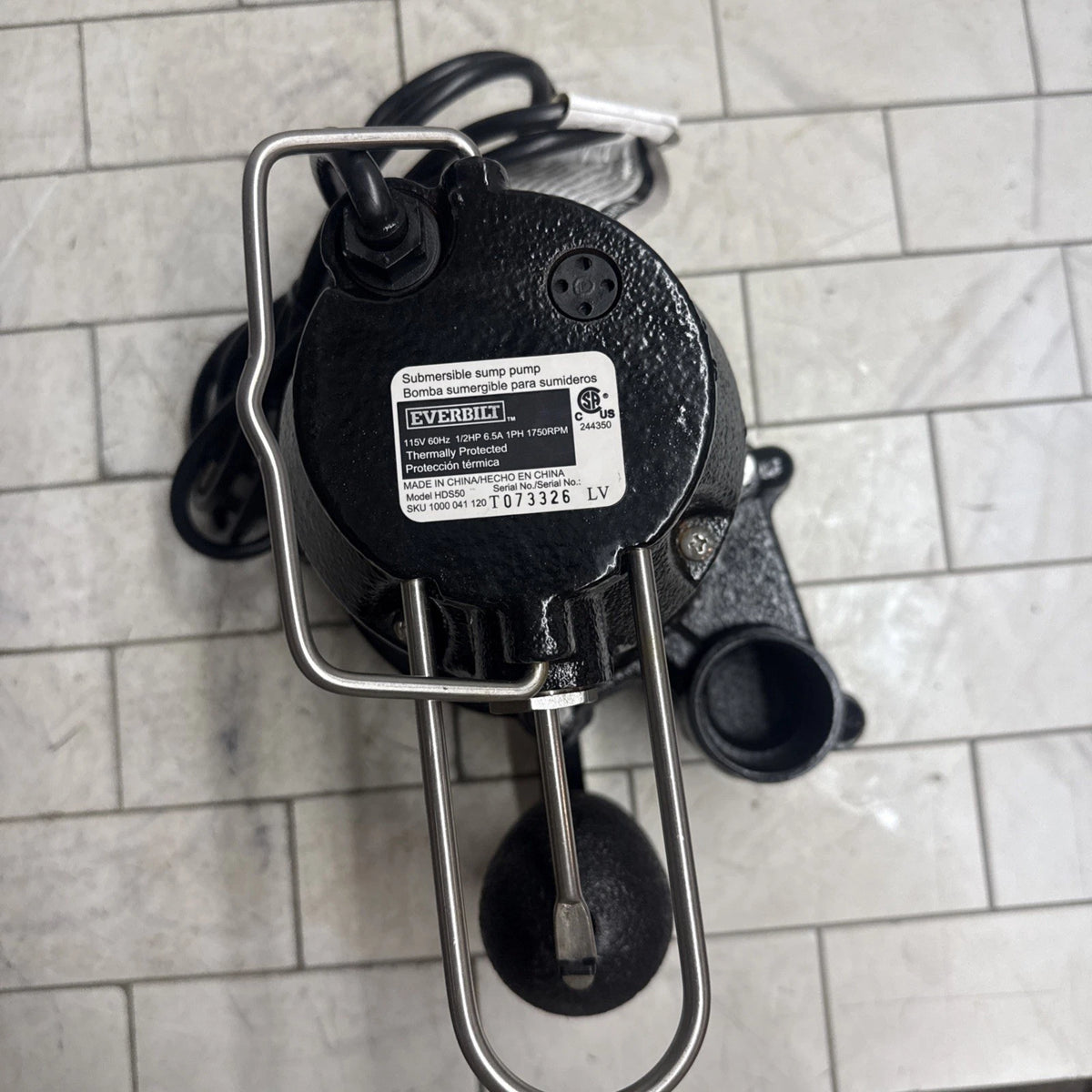 Everbilt HDS50 1/2 HP Cast Iron Pro Grade Submersible Sump Pump OPEN BOX.
