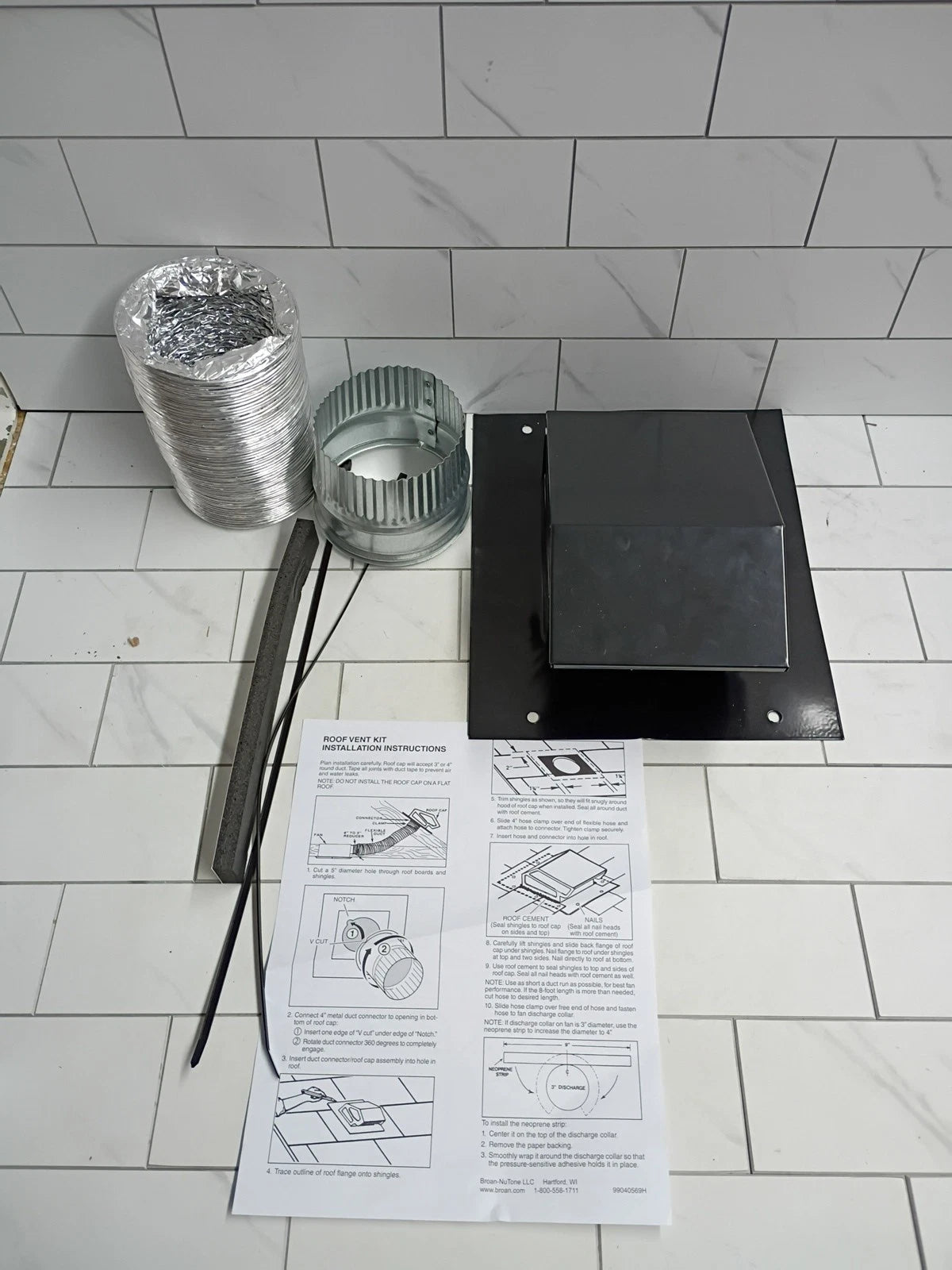 Broan NuTone RVK1A Roof Vent Duct Kit – Bathroom Fan Vent Kit NEW Open Box