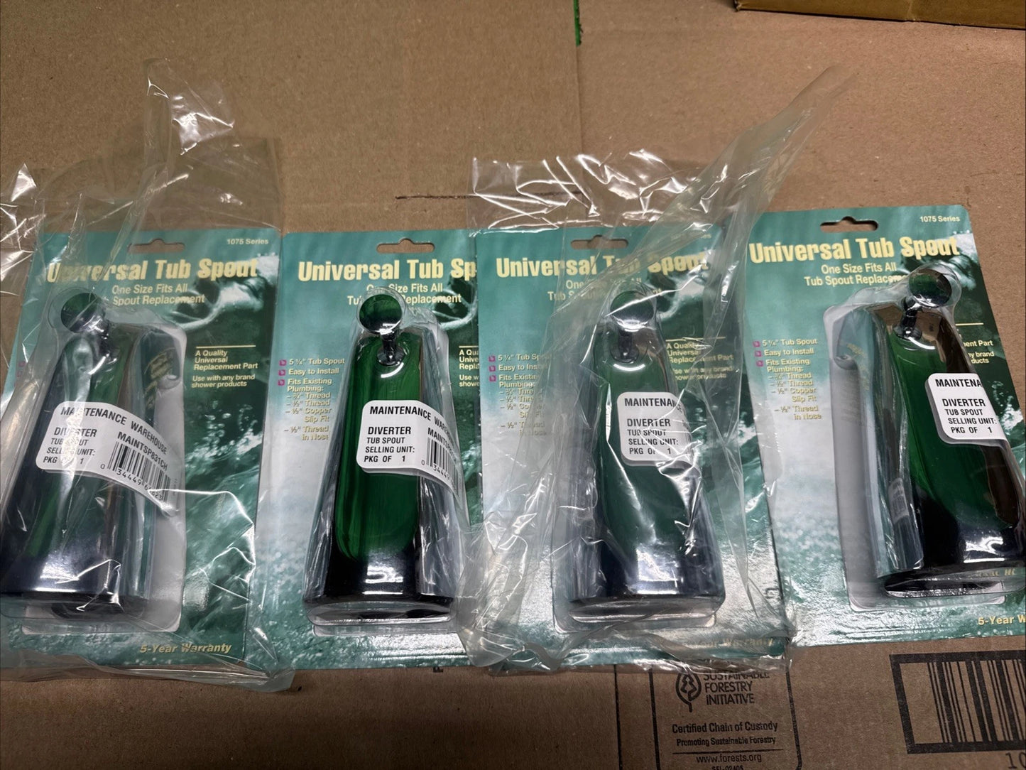 1075 Series MAINSP831CH Universal Tub Diverter Spout Chrome 4 PACK