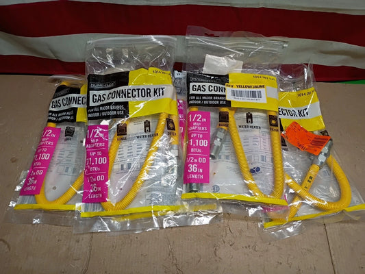 6pk Everbilt 1014 261 141 1/2" MIP x 1/2" MIP x 36" Gas Connector 1/2" OD, OB,