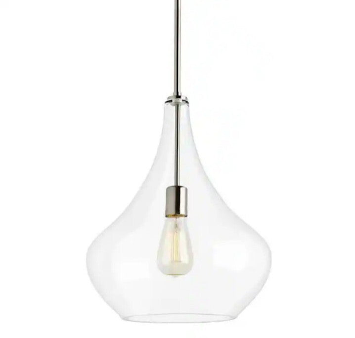 Mora 13 in. W x 17 in. H 1-Light Clear Glass Teardrop Modern Pendant Open Box