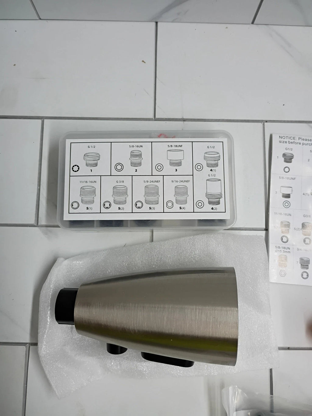 Kient - Brushed Nickel Kitchen Faucet Head Three Modes Button Control Adapter