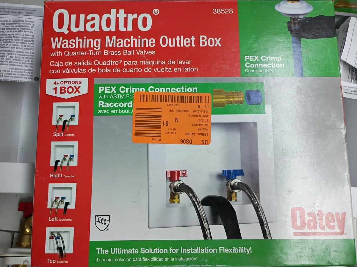 (2 Pack) Oatey Quadtro 38528 Washing Machine Outlet Box With PEX Crimp Valves OB