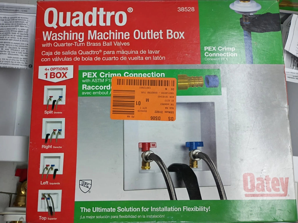 (2 Pack) Oatey Quadtro 38528 Washing Machine Outlet Box With PEX Crimp Valves OB
