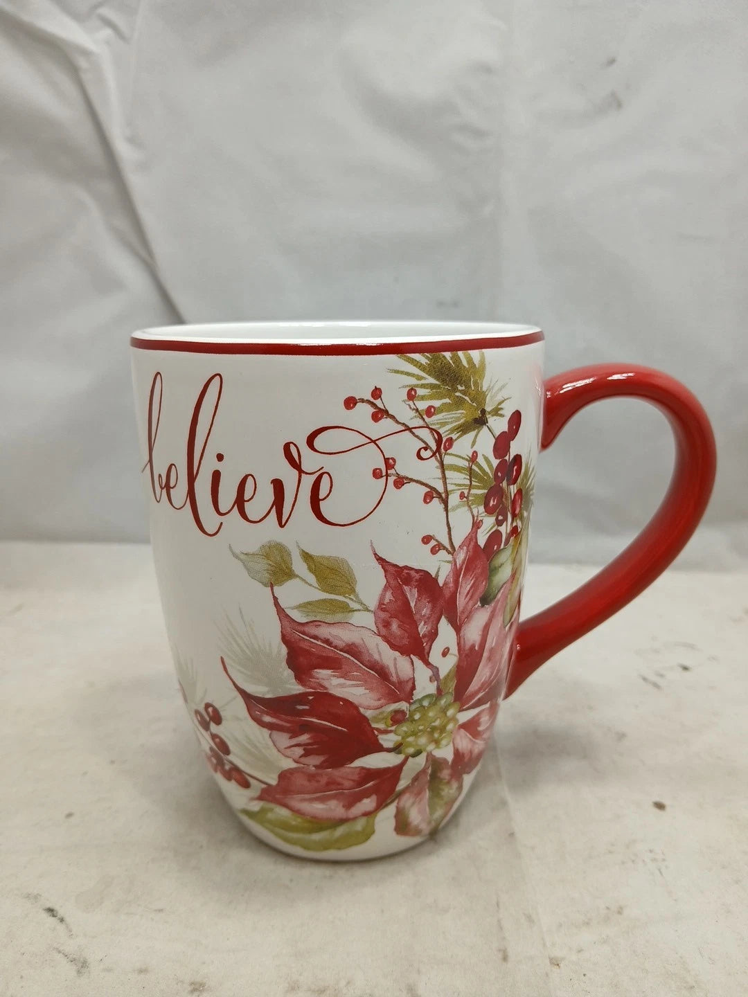 Certified International Winters Joy 22oz Mugs Set 4 Peace,Believe,Hope,Joy NWT