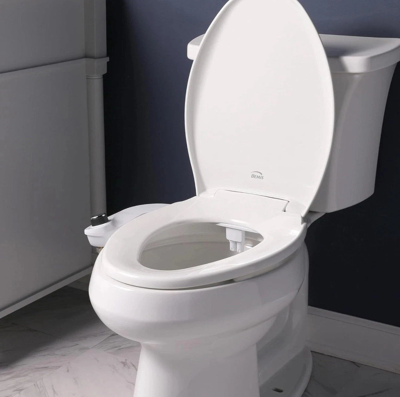 BioBidet SlimEdge Bidet Attachment for Toilet, Non Electric Self Cleaning White