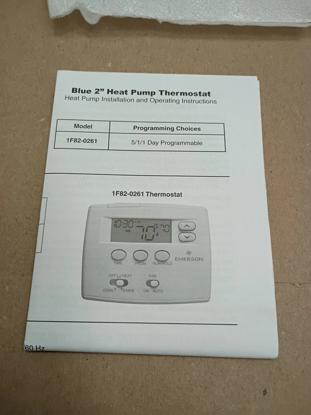 White-Rodgers 1F82-0261 Blue Emerson Blue Programmable Heat Pump Thermostat OB