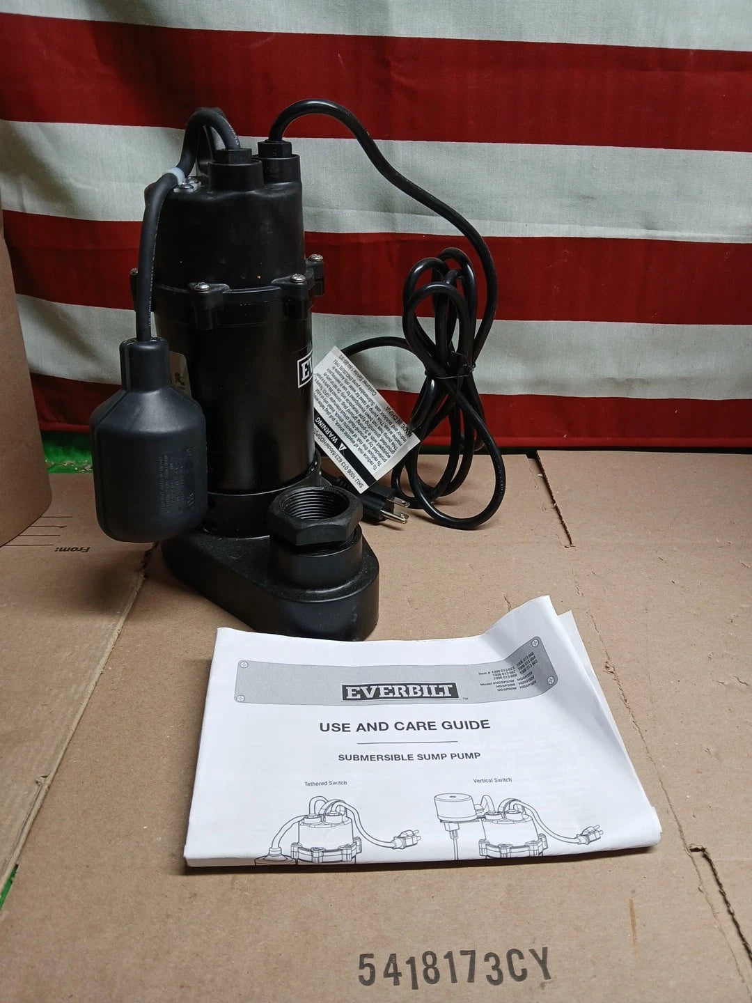 Everbilt 1/4 HP Aluminum Sump Pump w/ Tether Float Switch HDSP25W NEW OPEN BOX.