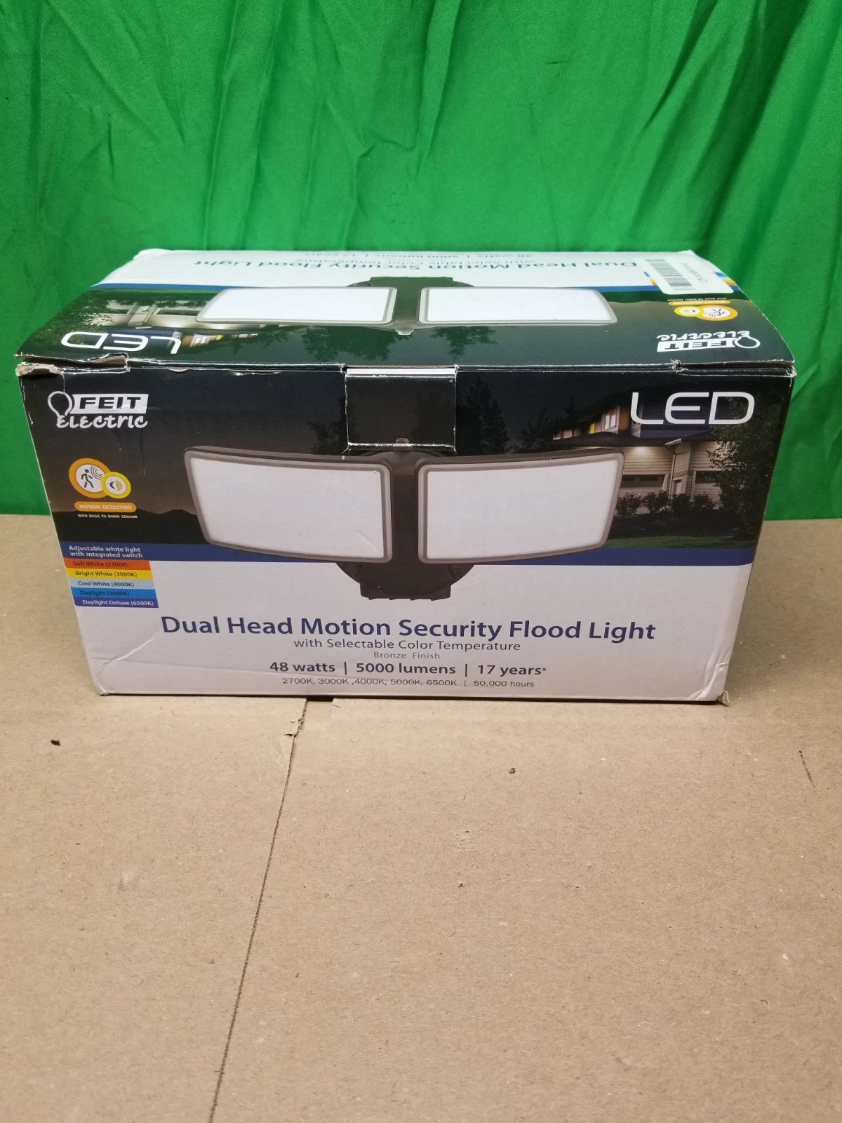Feit 48-Watt 5000 Lumens Motion-Sensing Hardwired LED Bronze Security Flood L-C3