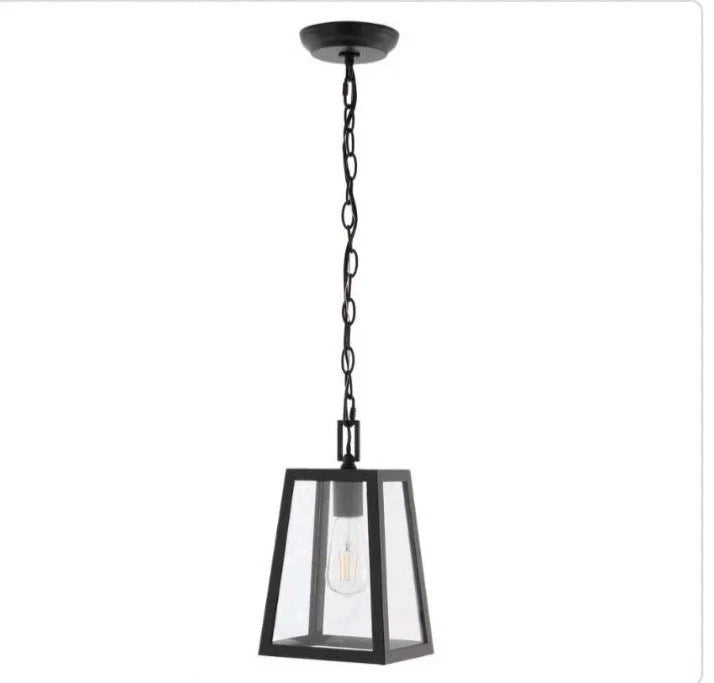 JONATHAN Y Glendale 6.75 in. Black Outdoor Industrial Farmhouse Pendant Light OB