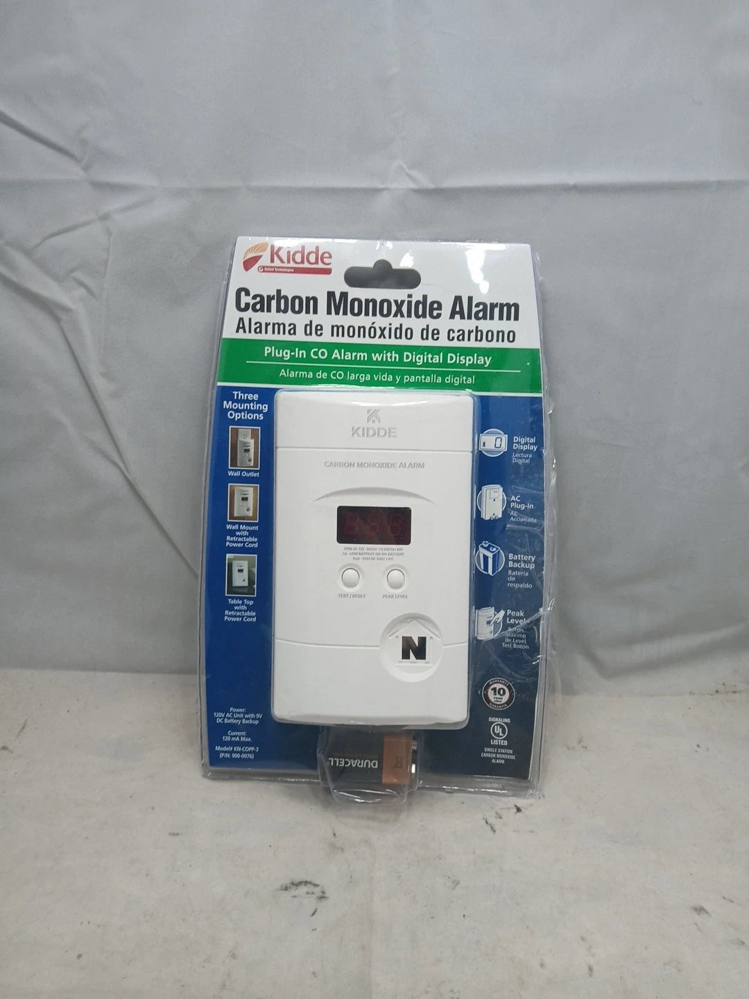 Kidde Nighthawk Plug-In Carbon Monoxide Alarm + Battery Backup KN-COPP-3