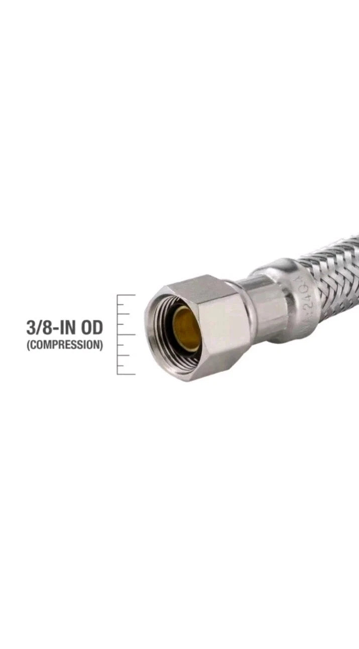 6PK Braided Stainless Steel Faucet Supply Lines 3/8 x 1/2 x 20inch