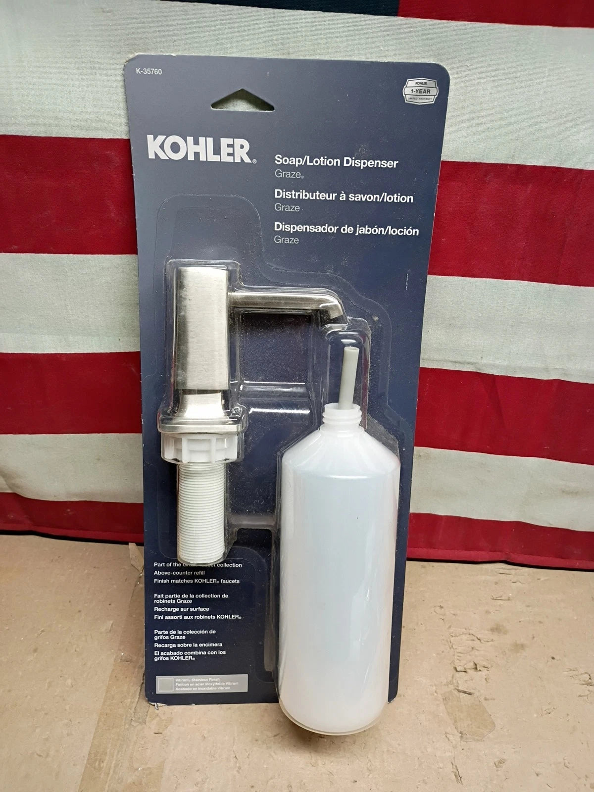 Kohler K-35760-VS Graze Soap/Lotion Dispenser Vibrant Stainless Finish