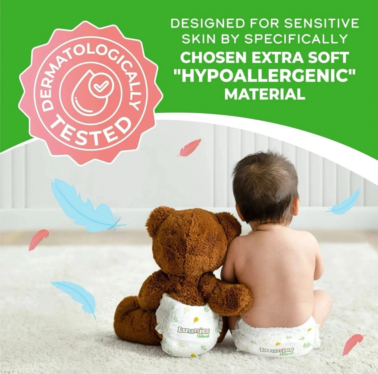 Luunies Natural Premium Diapers, Ultra Absorbent, Size 5, 96 Diapers 4pk Of 24