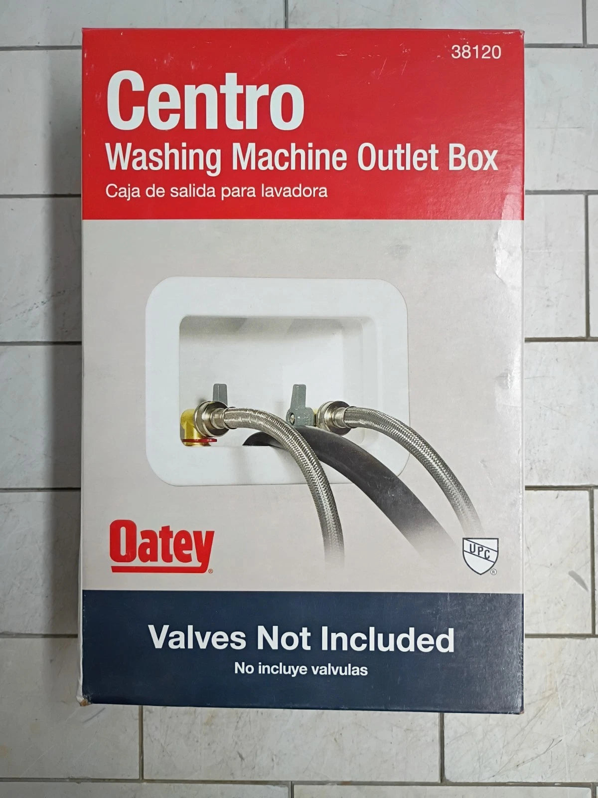 Oatey 38120 Centro Washing Machine Outlet Box Face Plate Brackets Fittings White