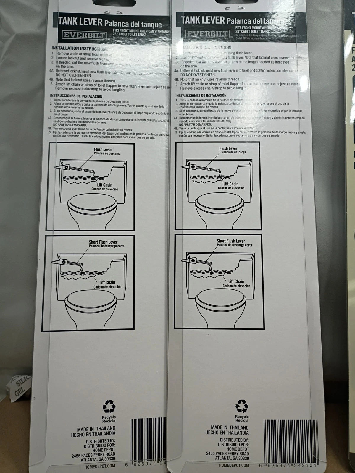 6 Pk Everbilt 28-Deg Toilet Tank Lever Chrome 224385-open Box