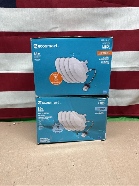 EcoSmart 4" White Dimmable LED Recessed Light Trim 2700K Soft White 8-Pack