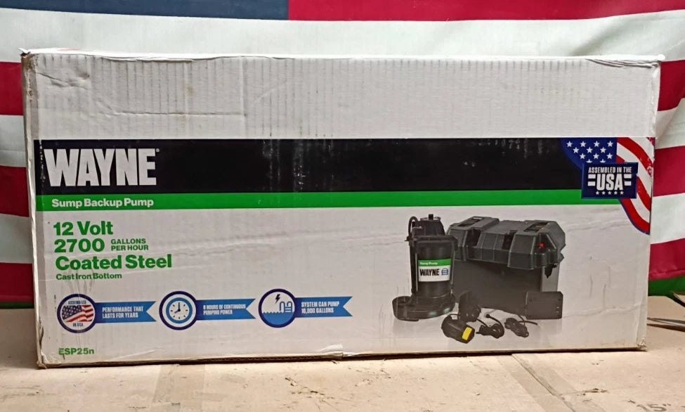 Wayne ESP25N Upgraded 12V Battery Backup System Black Backup Pump **READ DISCR**