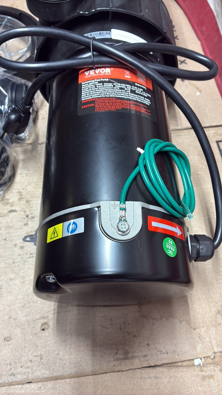 VEVOR HAP1500 SWIMMING POOL PUMP 2.0HP 115V 1500W SINGLE SPEED 5400 GPH