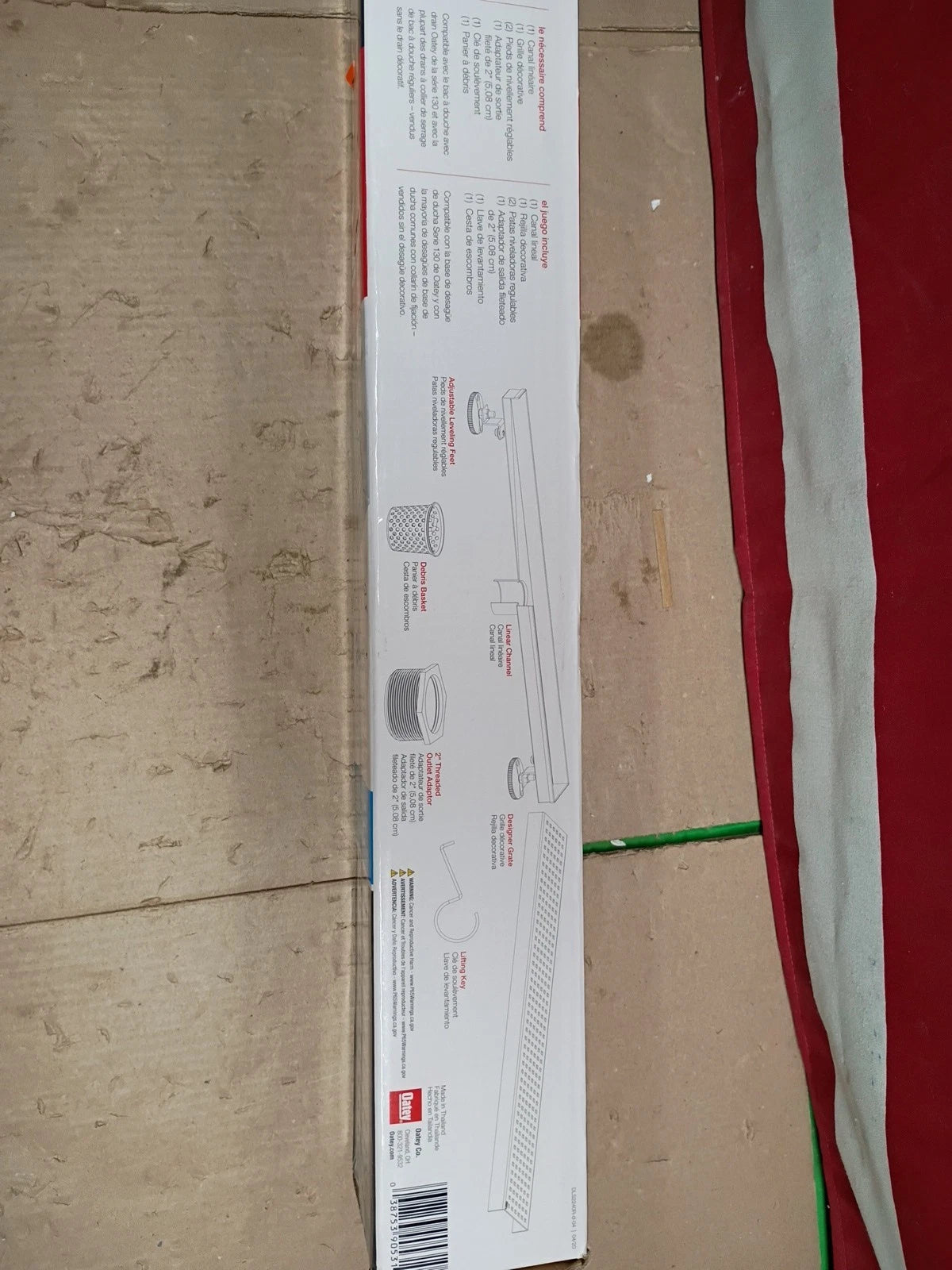 Oatey Designline 24 in Stainless Steel. Linear Shower Drain. with Square Pattern