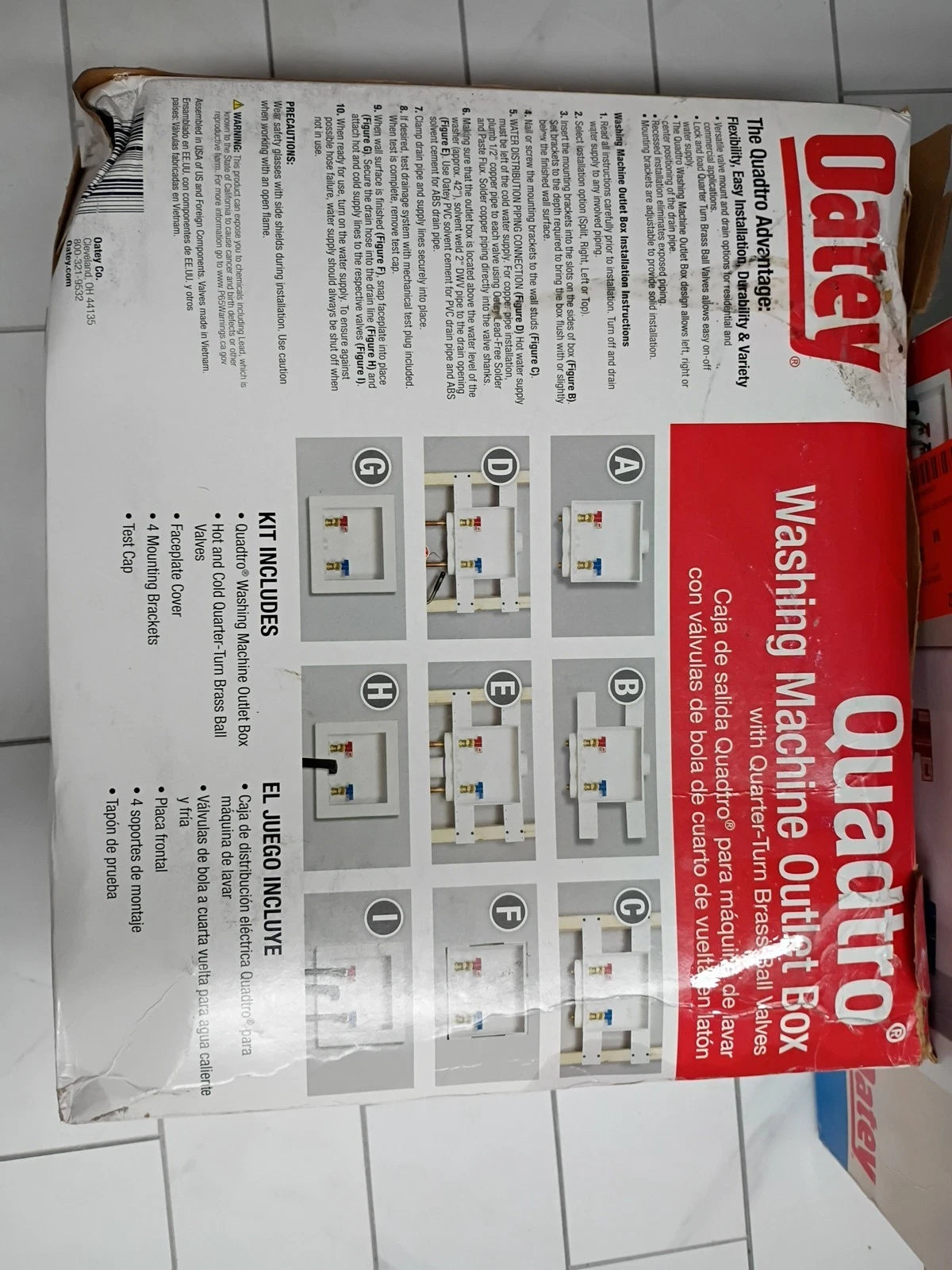 2pk Oatey Quadtro 38529 Washing Machine Outlet Box Quarter-Turn Brass Valves OB