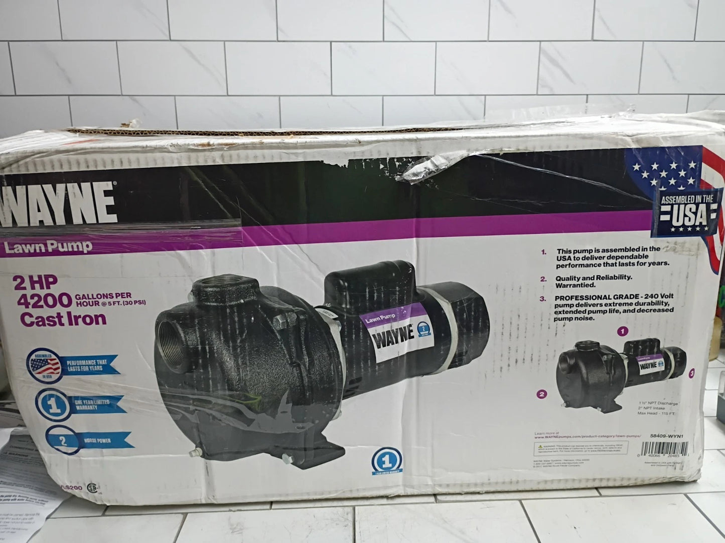 Wayne 58409-WYN1, 2 HP Permanent Lawn Irrigation Sprinkler Pump Open Box,