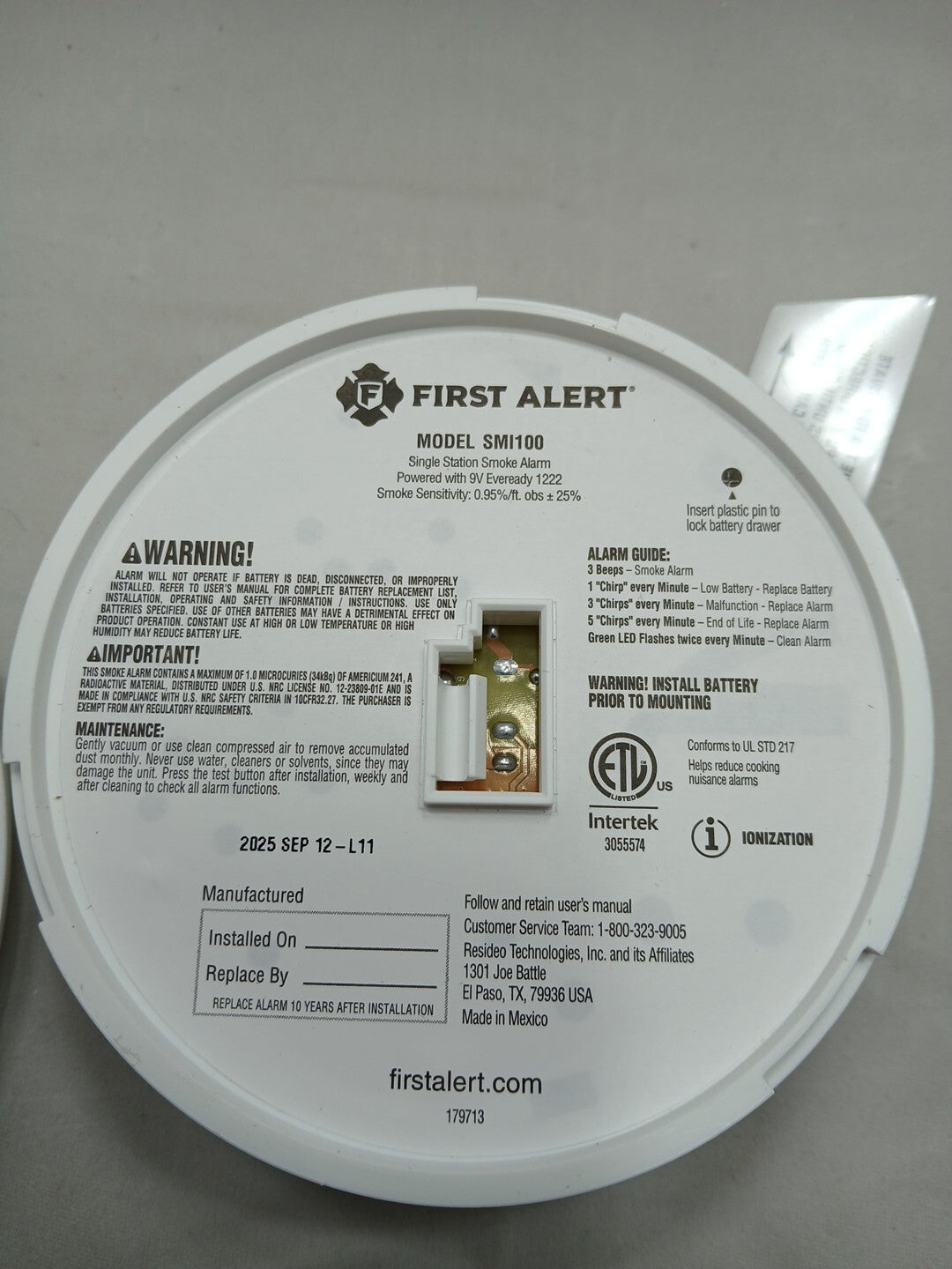 2-pack First Alert SMI100-AC  Smoke Detector & Alarm, AC Powered Battery Backup