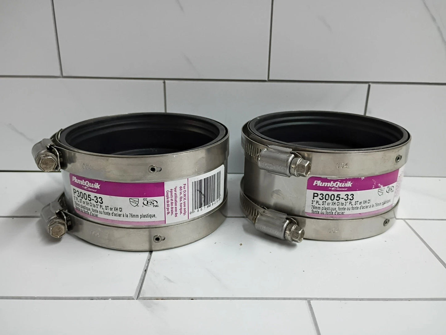 2PK Fernco P3005-33 3 in. No Hub Coupling Pl/St/Ci X pl/St/Ci