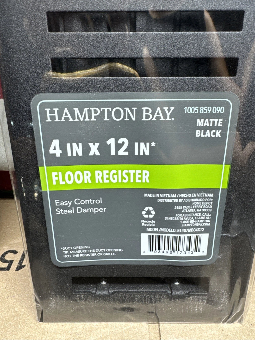 8-Pack Hampton Bay 4 in. x 12 in. Steel Floor Register in Matte Black Finish,NEW