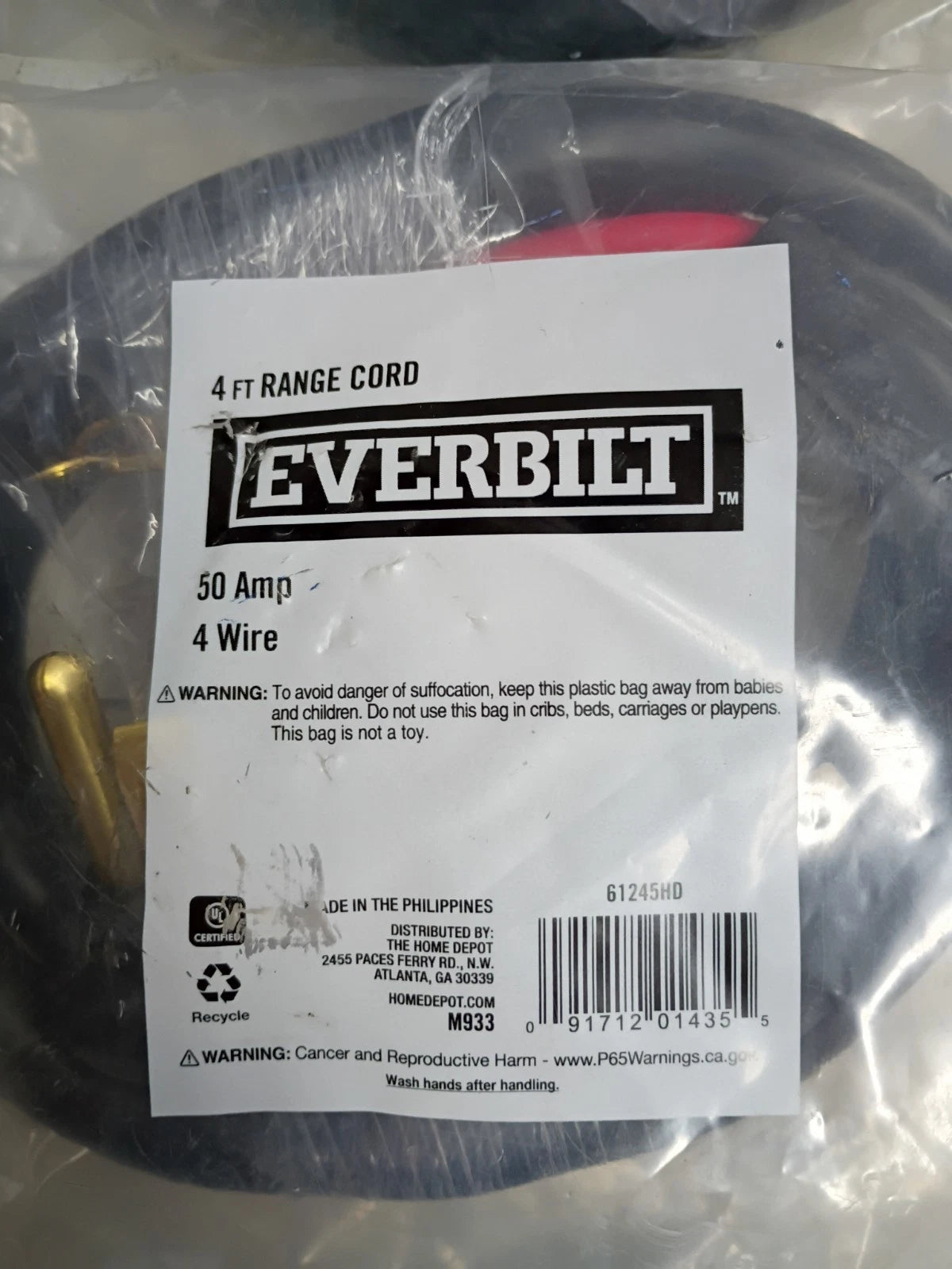 3pk Everbilt Electric 4ft 50 Amp 4 Wire Range Cord 61245HD New