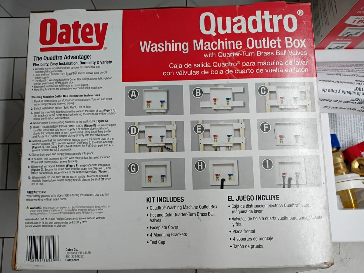 (2 Pack) Oatey 38529 Washing Machine Center Drain Outlet Box With Swt Valves OB