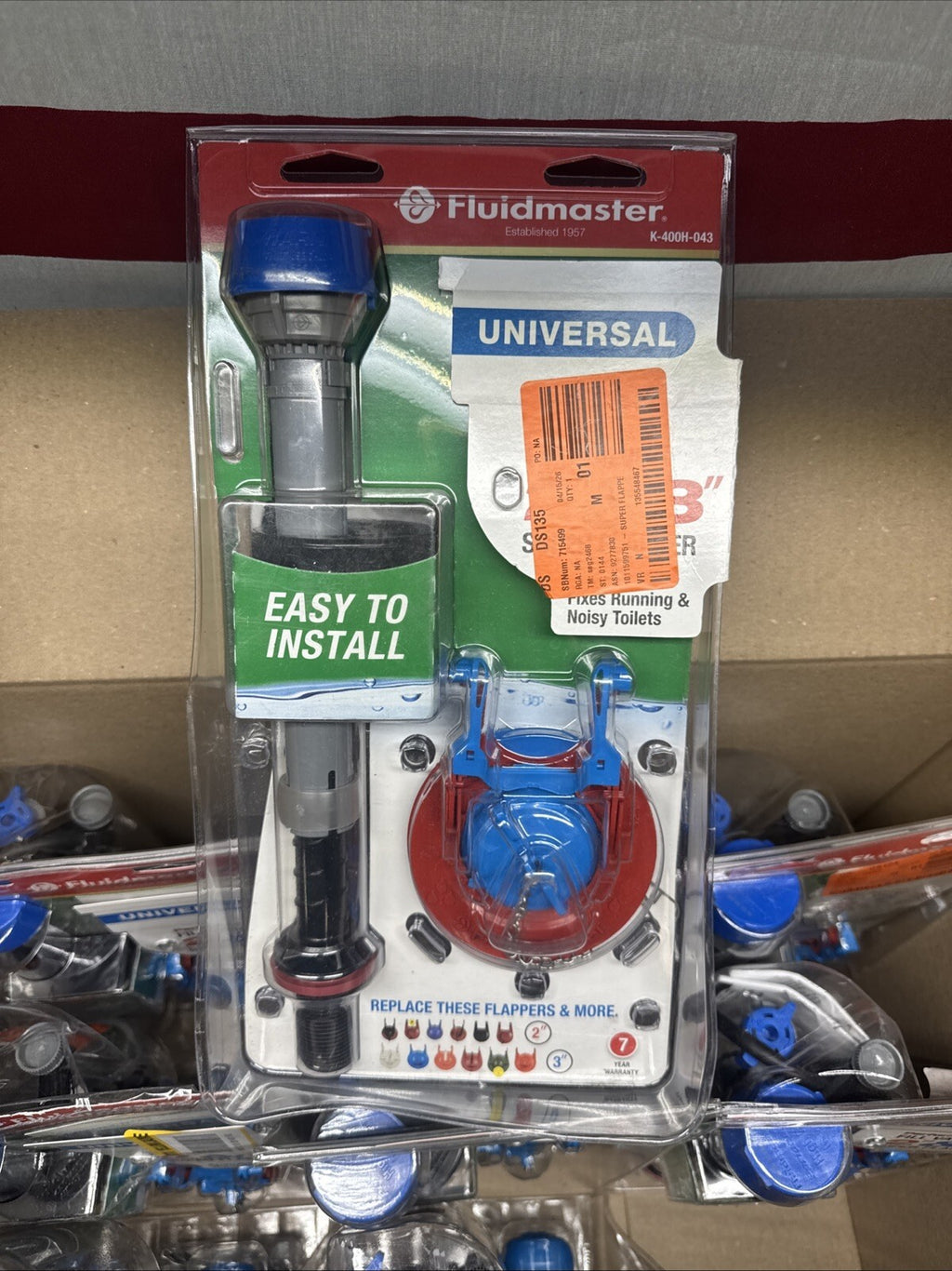 9pck Fluidmaster Fill Valve + 2” & 3” Super Flapper Kit K-400H-043 OPEN BOX