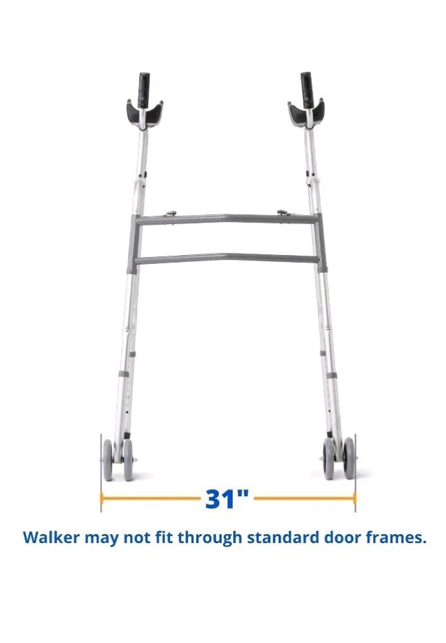 NEW Medline Upright Forearm Armrest Stability Walker 5” Dual Wheels Height. OB