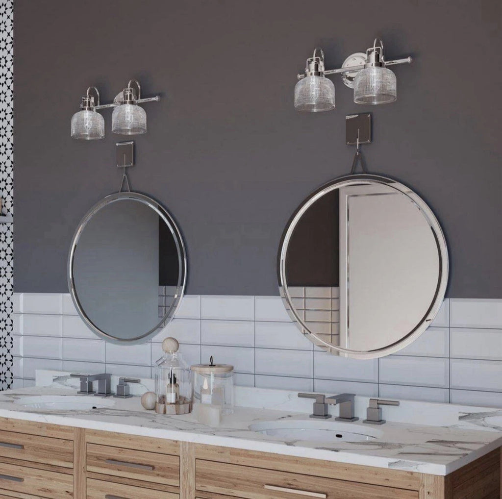 Archie Collection 17 in. 2-Light Chrome Vanity Light Clear Polished Glass Shades