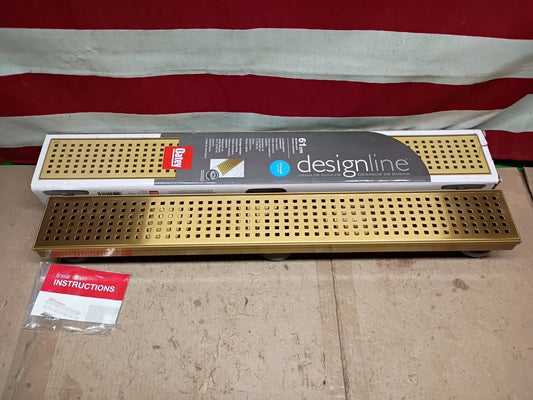 Oatey Designline 24" Linear Shower Drain Gold with Square Pattern Drain Cover,OB