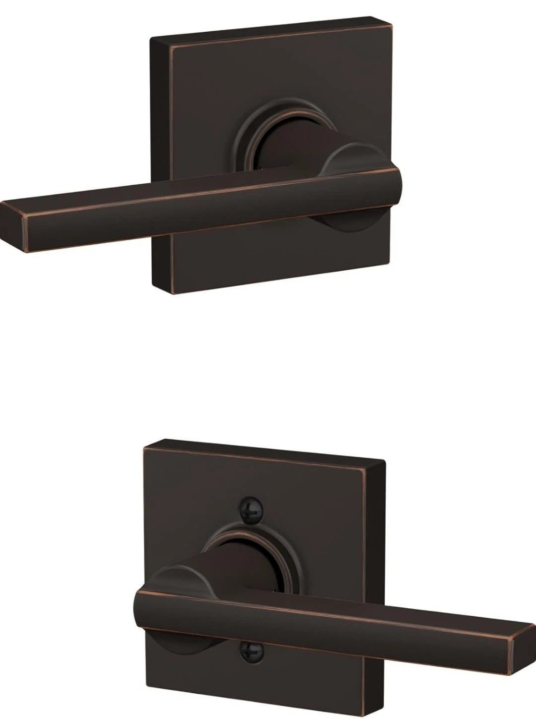 Schlage Latitude Passage Door Lever Set | Aged Bronze | F10LAT716COL