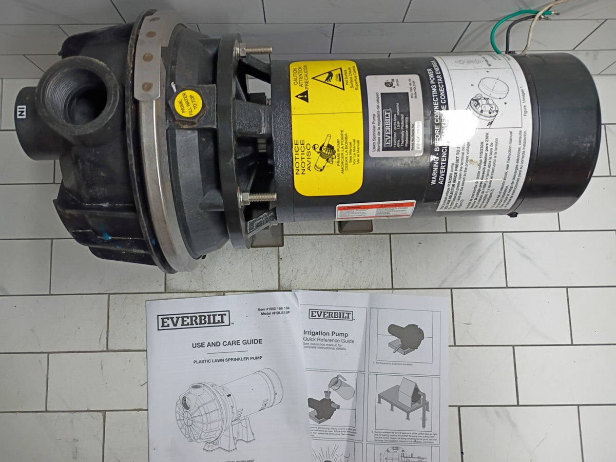 Everbilt HDLS15P, Lawn Irrigation Pump Plastic 1-1/2HP, 52 GPM **PARTS ONLY**