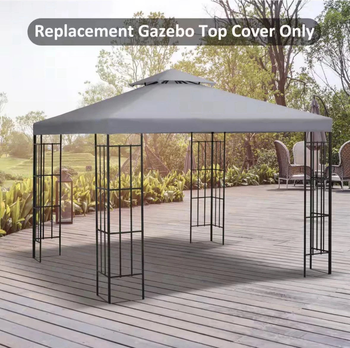 Outsunny Gazebo 2 Tier Canopy Cover Replacement 84C-041GY Size 9.84 FT X 9.84FT