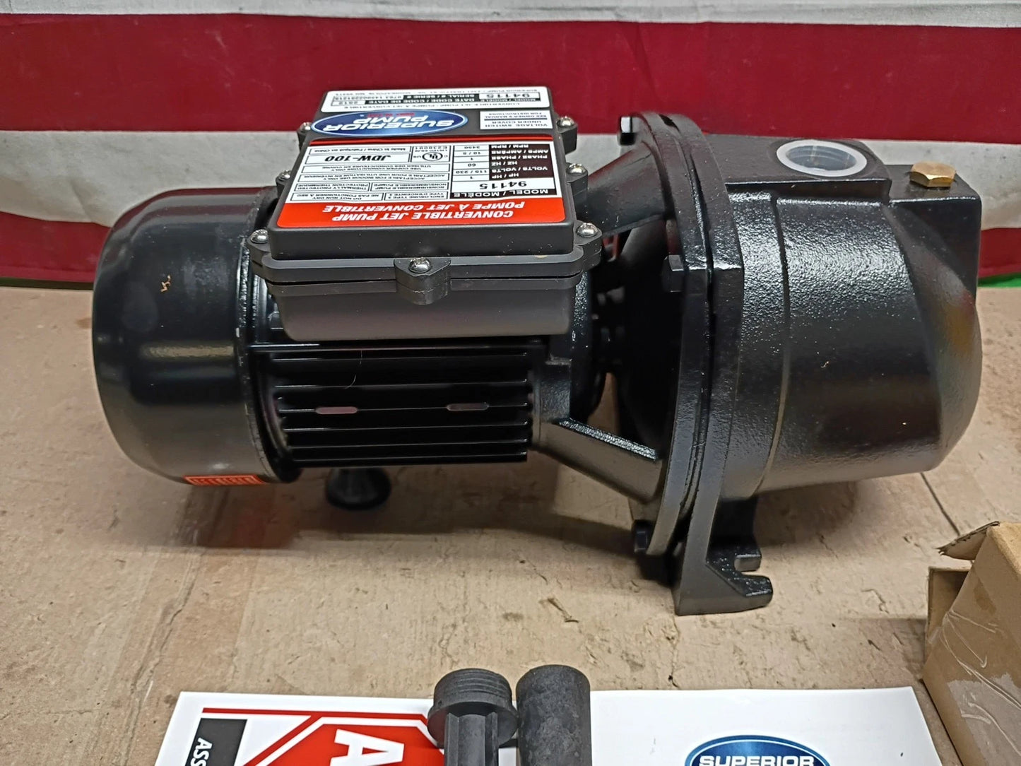 Superior Pump 94115 1HP Plastic Cast Iron Convertible Jet Pump Injector Kit USED