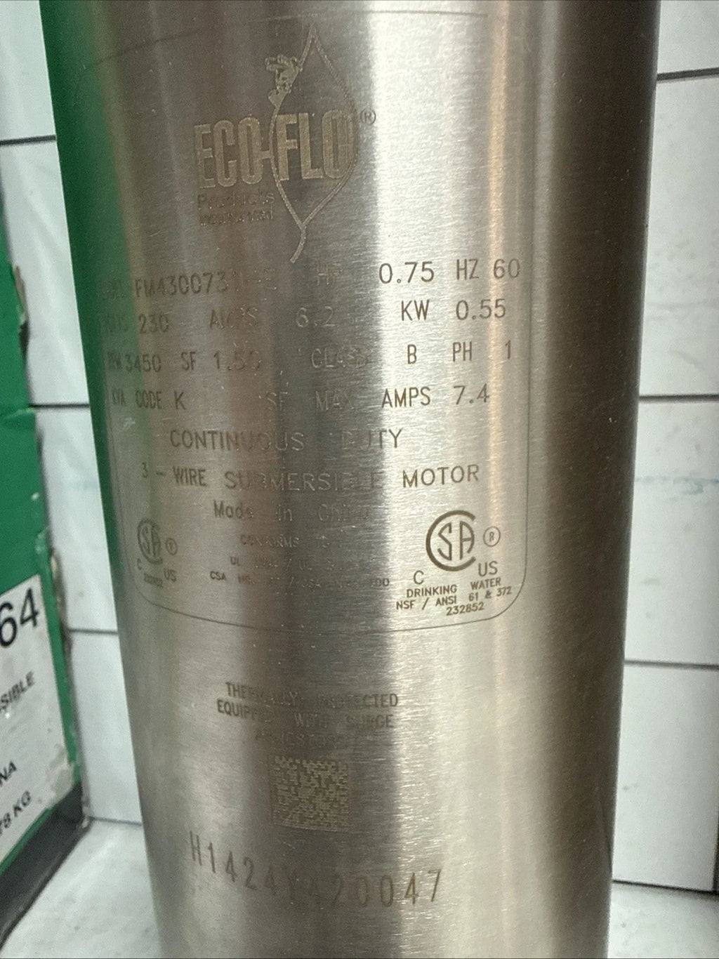 EVERBILT 3/4 HP 4" 10GPM 3 WIRE SUBMERSIBLE DEEP WELL PUMP HDSUB7-103 Open Box