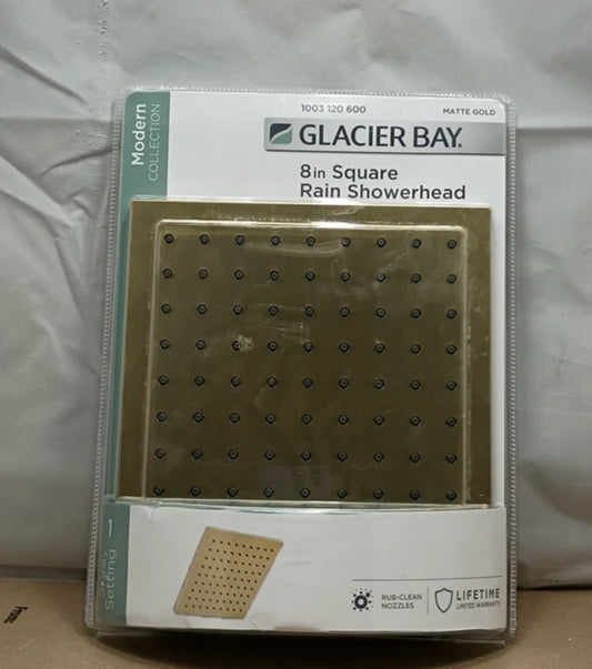 Glacier Bay Modern 8.8 inch Single Wall Mount Fixed Shower Head in Matte Gold