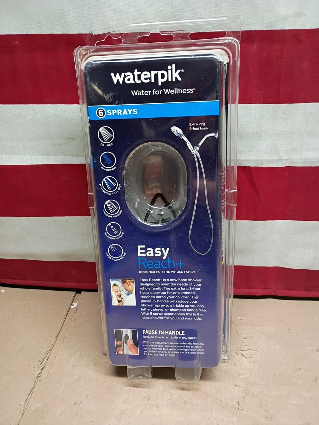 Waterpik 6-Spray 4.8 in. Wall Mount Handheld Adjustable Shower Head. Chrome.