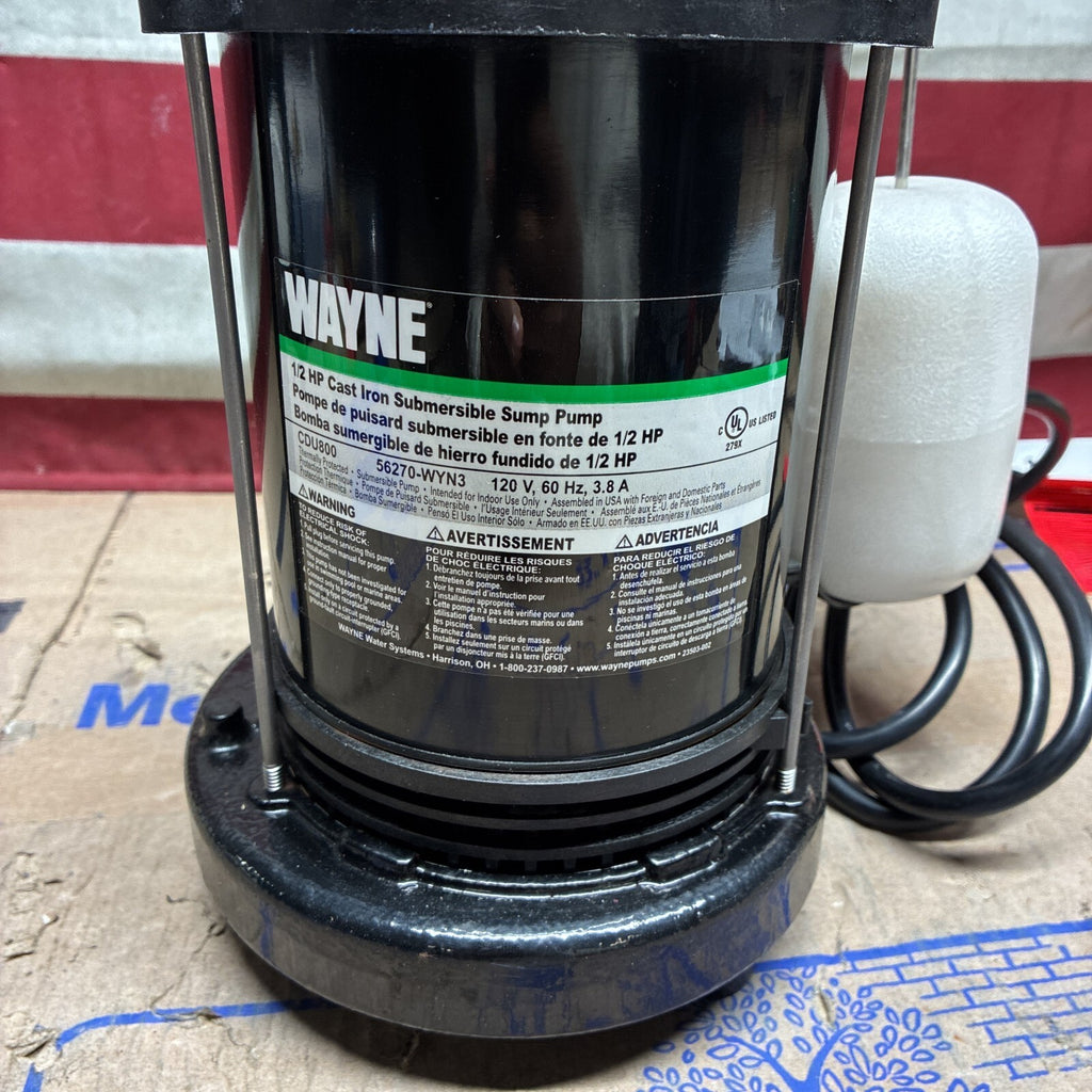 Wayne 1/2 HP CastIron Submersible Sump Pump with Vertical FloatSwitch open box